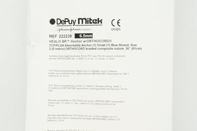 DePuy 222238 HEALIX BR Anchor w/ORTHOCORD, 36inch (x)